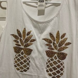 PINK Victoria's Secret Tops - PINK tank top white and gold PINK Victoria's Secret Tops - PINK tank top white and gold